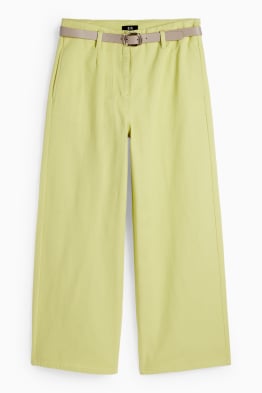 Pantalon met riem - wide leg - high waist