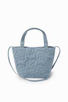 Kleine shopper van spijkerstof - gebloemd