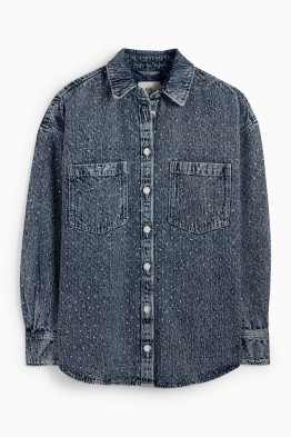 Bluză din denim cu ștrasuri