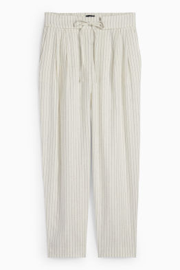 Pantalon de bureau - high waist - carrot fit - lin mélangé