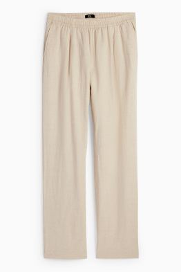 Cloth trousers - high waist - straight fit - linen blend