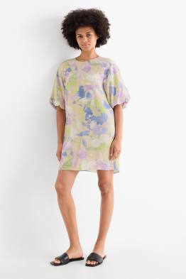 Robe à manches bouffantes - à fleurs