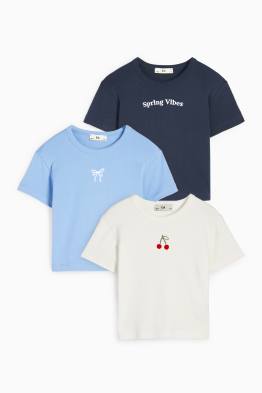 Set van 3 - kers en strikje - T-shirt