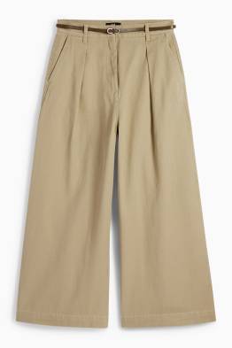 Pantalon met riem - high waist - wide leg