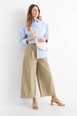 Pantalon met riem - high waist - wide leg