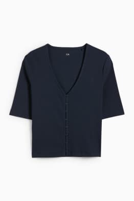 Basic V-neck T-shirt - ribbed