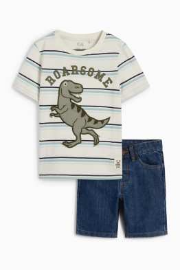 Dinosaures - ensemble - T-shirt et short en jean - 2 pièces