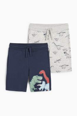 Lot de 2 - dinosaures - bermudas en molleton