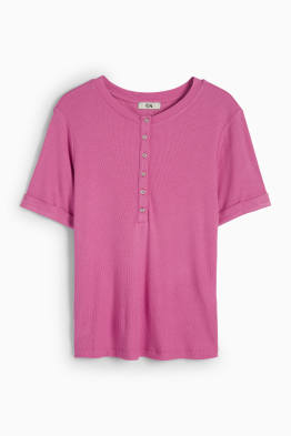 Basic-Henley-Shirt - Slim Fit - gerippt