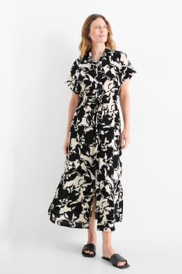 Robe-chemisier en viscose - à fleurs
