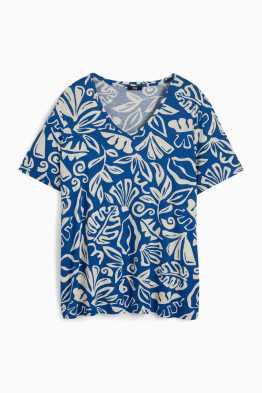 T-shirt con scollo a V - stretch - fantasia
