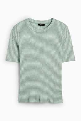 Basic-T-Shirt - gerippt - gestreift