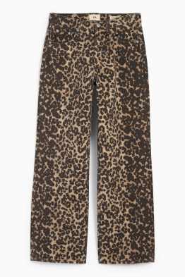 Baggy jeans - mid waist - s leopardím vzorem