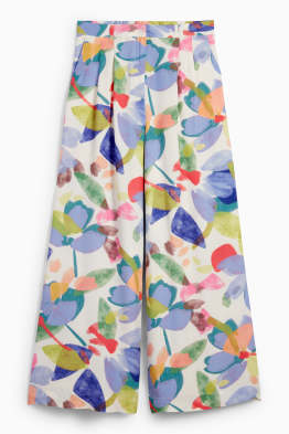 Pantalon - high waist - wide leg - gebloemd