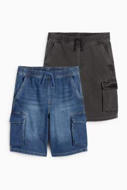 Confezione da 2 - bermuda in jeans cargo