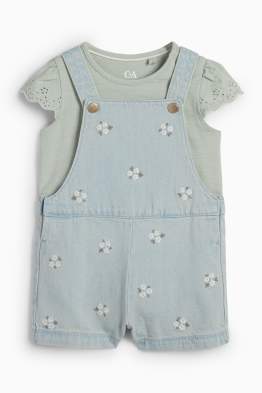 Petites fleurs - tenue pour bébé - Broderie Anglaise - 2 pièces