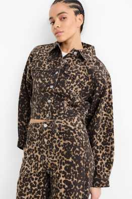 Jeansjacke - Leo-Print