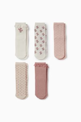 Confezione da 5 - fiori - calzini neonati con motivi