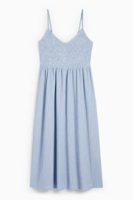 Robe Fit & Flare - à rayures - texturée - smockée