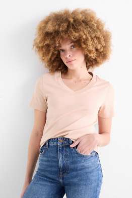 Basic-T-Shirt mit V-Ausschnitt