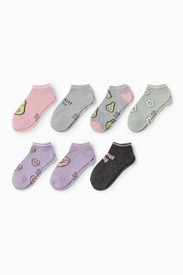 Multipack 7er - Donut und Avocado - Sneakersocken mit Motiv