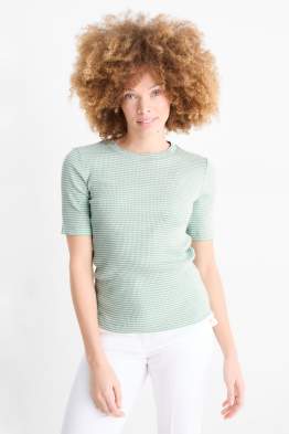 Basic-T-Shirt - gerippt - gestreift