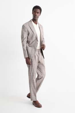 Pantalon de costume - regular fit - matière extensible - à carreaux