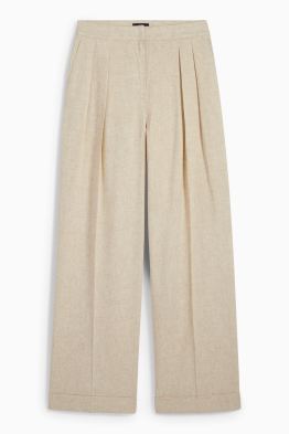 Business kalhoty - high waist - wide leg - lněná směs