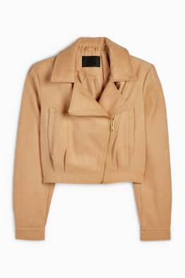 Cropped biker jacket - faux suede