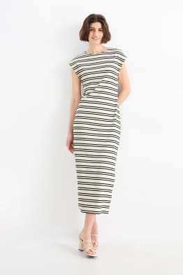 T-Shirt-Kleid - gerippt - gestreift
