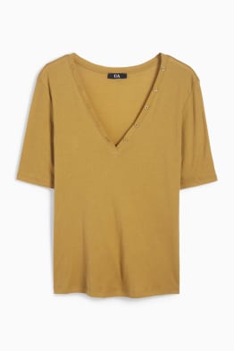 T-shirt basic z dekoltem w serek