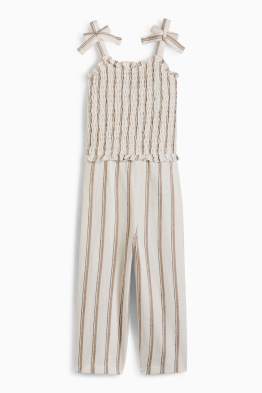 Jumpsuit - gestreept - gesmokt