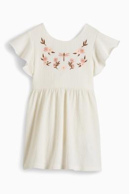 Flowers and dragonfly - dress - textured