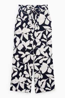 Pantaloni di stoffa - vita alta - gamba ampia - a fiori
