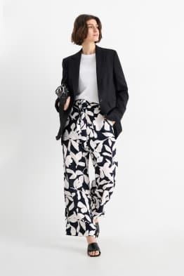 Pantaloni di stoffa - vita alta - gamba ampia - a fiori
