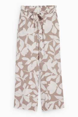 Pantaloni di stoffa - vita alta - gamba ampia - a fiori