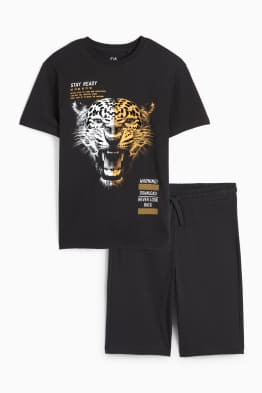Leopard - set - tricou cu mânecă scurtă și pantaloni scurți - 2 piese