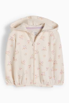 Giacca in felpa con cappuccio neonate - a fiori - tessuto tramato