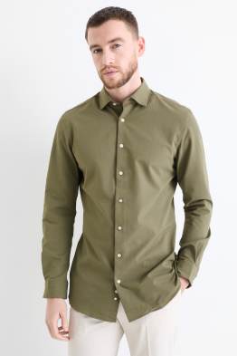 Business-overhemd - slim fit - cut away - met structuur