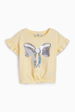 Schleife - Kurzarmshirt mit Knotendetail - Glanz-Effekt