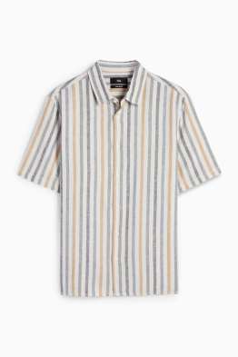 Shirt - regular fit - kent collar - linen blend - striped