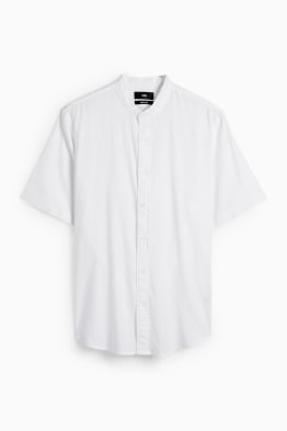Chemise - regular fit - col montant - lin mélangé