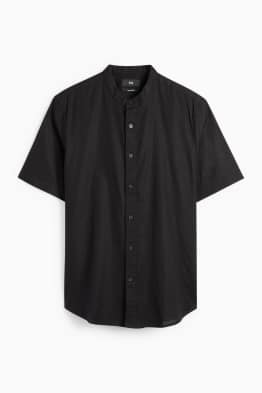 Camicia - regular fit - colletto alla coreana - misto lino
