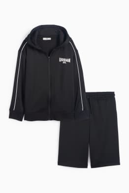 Set - sweatvest met capuchon en shorts - 2-delig
