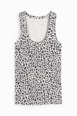 Top basic - stampa leopardata - a coste