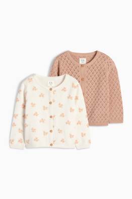 Confezione da 2 - fiorellini - cardigan per neonate