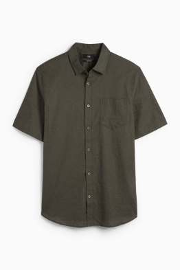 Chemise - coupe regular - col kent - lin mélangé
