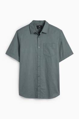 Chemise - coupe regular - col kent - lin mélangé