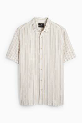 Chemise - regular fit - col kent - à rayures - texturée