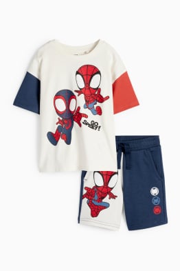 Omul-Păianjen - set - tricou cu mânecă scurtă și pantaloni scurți din molton - 2 piese